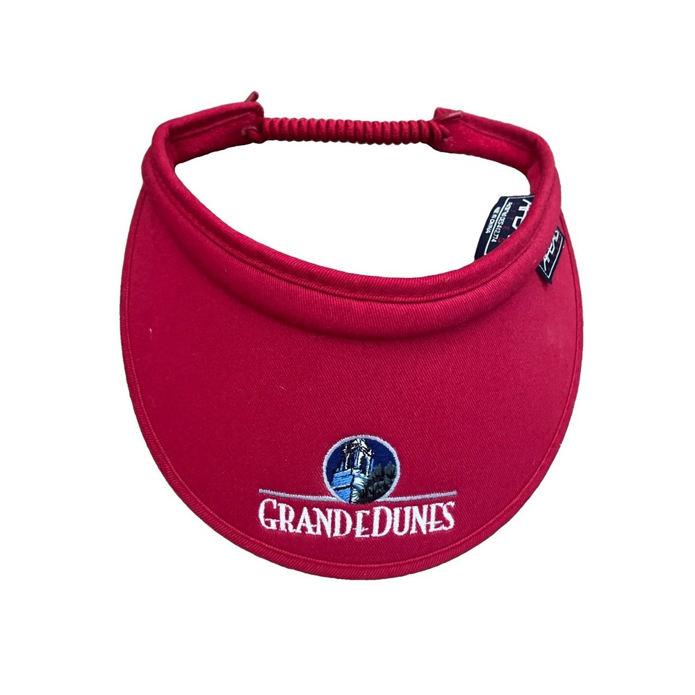 Grande Dunes Sun Visor Ahead Embroidered Golf Women's Adjustable Back Red